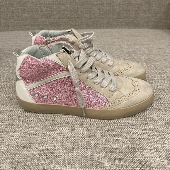 NEW Shu Shop Riley Kids Sneakers Pink Glitter Brand New in Box Size 3 - Picture 1 of 5